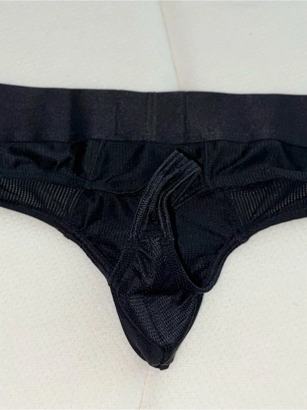 Jockmail Black Men's Large Athletic Jockstrap Thong with Elastic Waistband